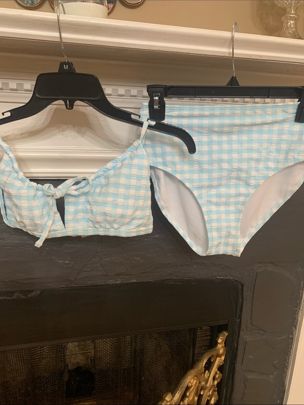 True Craft Light Blue and White Gingham Bikini Set
